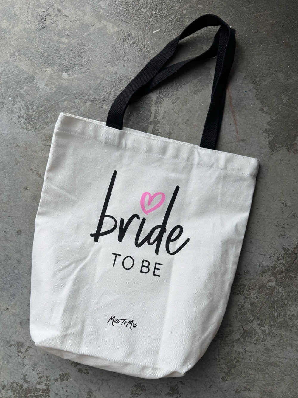 Bride To Be Canvas Tote Bag - White with Pink Accent